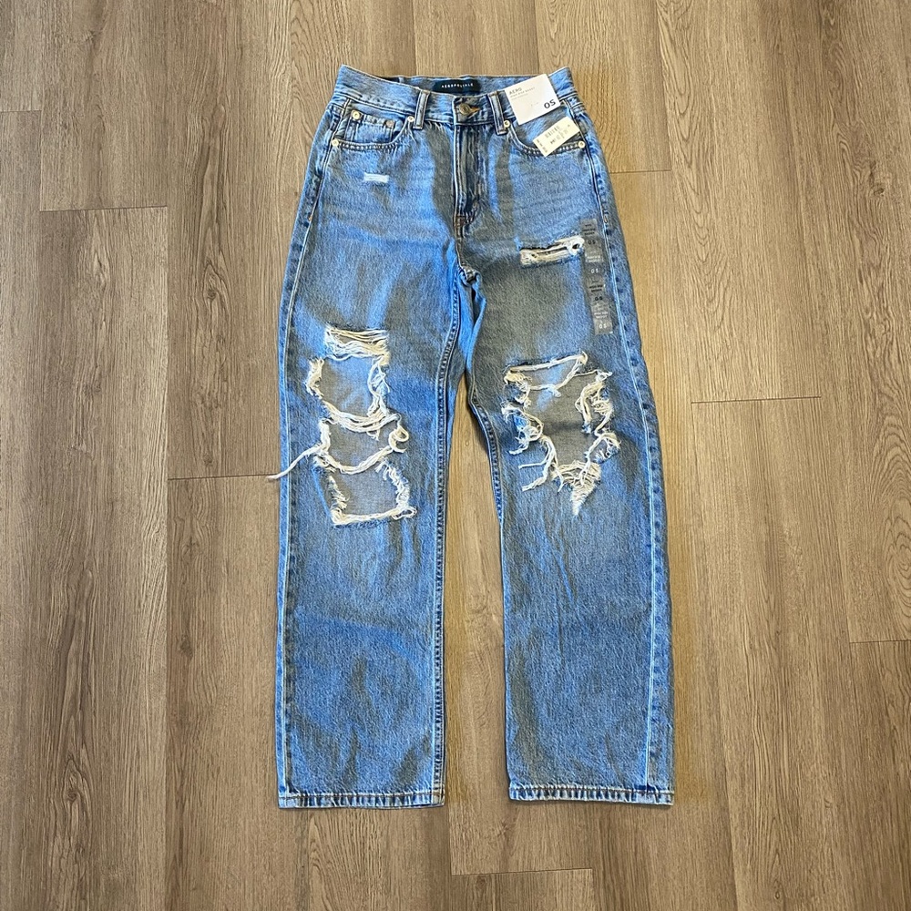 NWT Aeropostale jeans/ blue denim distressed size 0